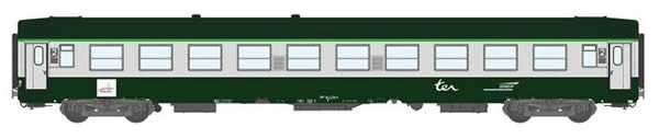 REE Modeles VB-168 - French SNCF Coach Class UIC CAR B10 garrigue green - Concrete grey, Arrow logo, Corail titleblock